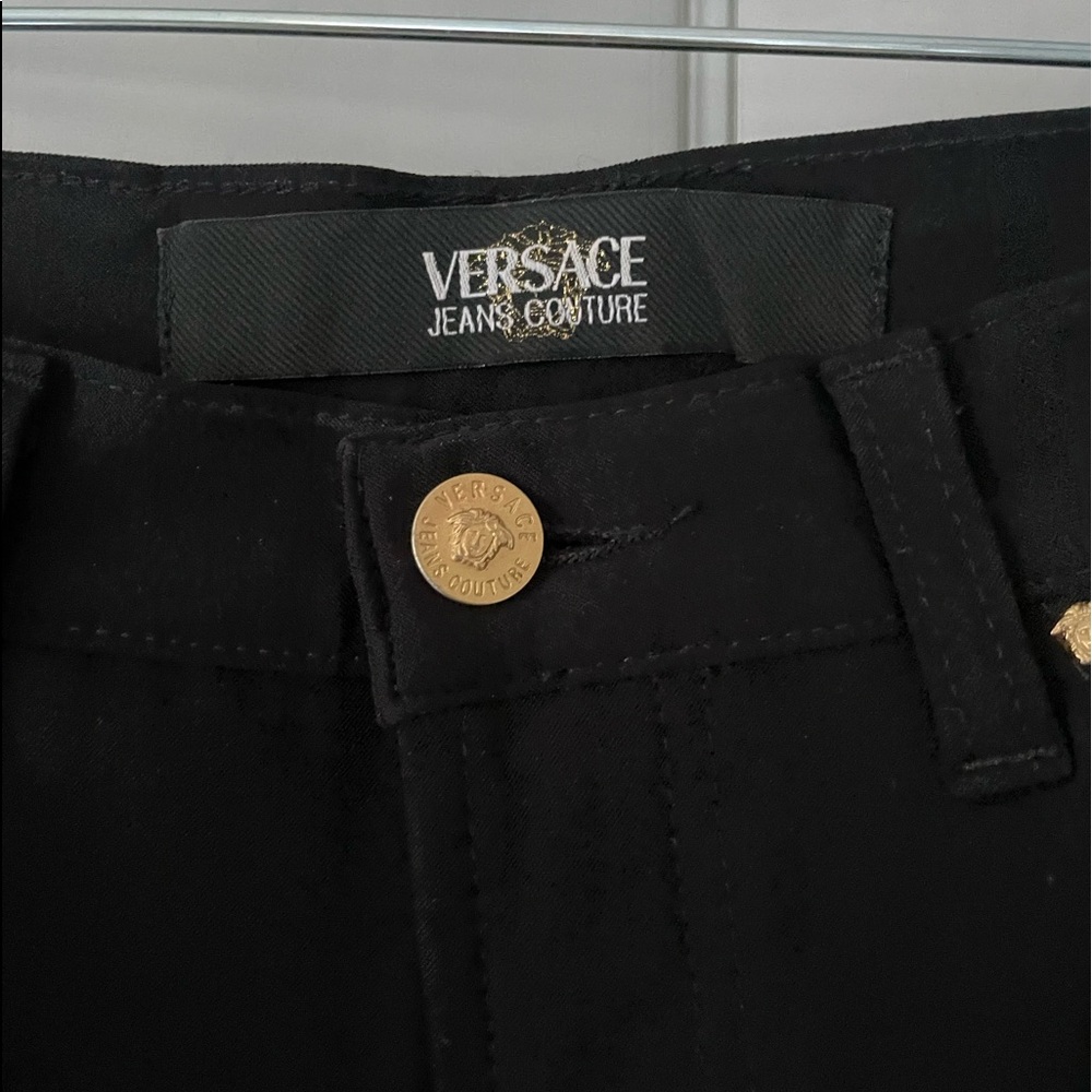 Vintage Versace jeans couture black spandex-nylon pants